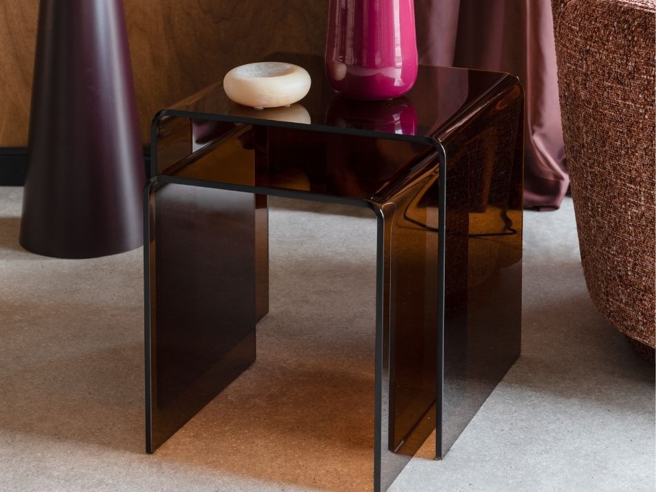 Side Table Vetro Set of 2 Brown — imagen 2